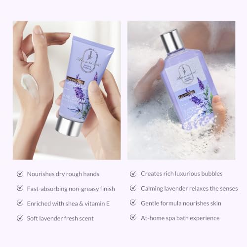 Spa Gifts for Women Bath and Body Lavender Gift Set, Spa Gift Basket for Self Care, Relaxing Bath Sets for Mom, Grandma, Girlfriend, Sister, Friends, Gifts for Women