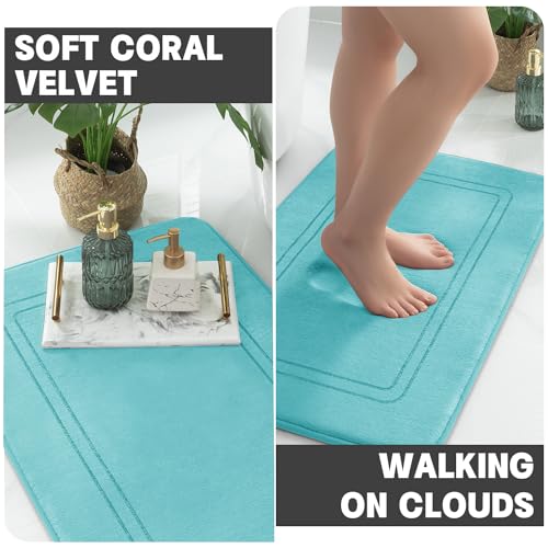 YIHOUSE Teal Memory Foam Bath Mat Set 5 Pieces - color: Teal, size: 5pieces