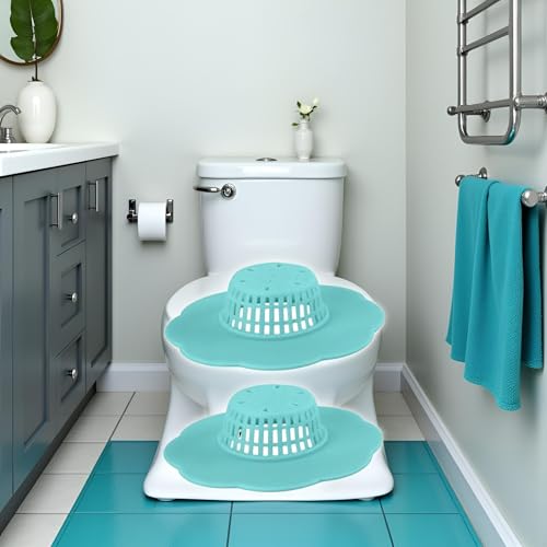 2Pcs Blue Hair Catcher Silicone Hair Stopper Shower Drain Covers Easy to Install and Clean Suit for Bathroom Bathtub and Kitchen Bathroom Sink and Bathtub Accessories