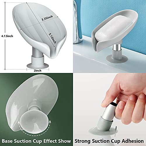 2 Pack Soap Holder Self Draining Soap Dish Sponge Holder Suction Cup Soap Dish Fast Draining Fast Drying Strong Suction Cup Adhesion for Bathroom Shower Kitchen Sink