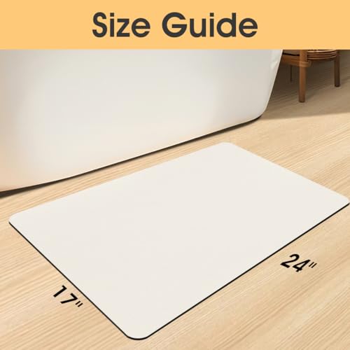ACCUMTEK Non Slip Bath Mat, Thin Bathroom Rugs Fit Under Door, Quick Dry Bath Mats, Machine Washable Bath Rugs for Bathroom, Bathtub & Kitchen, Bathtub, Light Beige/Solid/24 x17 - color: Light Beige, size: 1'5" x 2' (Rectangular)