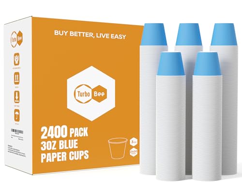 Turbo Bee 3oz Disposable Paper Cups 2400Pack, Small Bathroom Cups Bulk, Rinse Small Blue Paper Mouthwash Tumblers Perfect for Bathroom, Party, Picnic, Travel and Events - color: ML-paper 2400pack-3oz