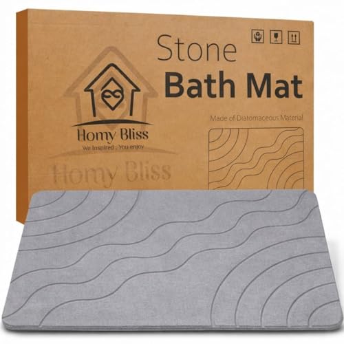 Stone Bath Mat Quick Drying Diatomaceous Earth Bath Mat Non Slip Shower Mat Super Absorbent Stone Bath Mats for Bathroom, Floor, Kitchen Counter, Easy to Clean (23.6” X 15.3”, Light Gray) - color: Light Grey