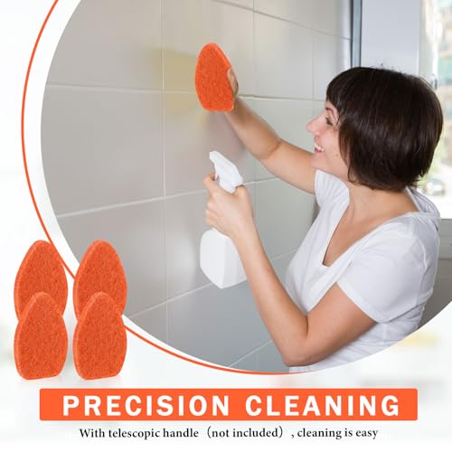 Baderke 4 Pcs Tub Tile Scrubber Cleaning Brush Pads (Without Handle) Brush Non-Scratch Scouring Pads for Shower Bathroom Buildup Toilet Wall Floor (Orange) - color: Orange