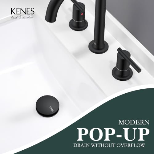 KENES Bathroom Vessel Sink Pop Up Drain Without Overflow Assembly, Lavatory Vanity Sink Drain Stopper, Anti-Clogging Drain Strainer, Matte Black, KE-P300A-2 - color: Matte Black, size: Big Pop up Cap (Without Overflow)