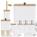 Bathroom Accessory Set - White Bathroom Set, 12PC Bathroom Accessories Set, White Bathroom Accessories Set, Mini Trash Can, Toilet Brush, Trash Can & Soap Dispenser - size: Bathroom Set, style: White