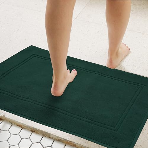 Tens Towels Pack of 2 Bath Mats 100% Cotton, 20 x 32 Inches, Super Absorbent, Hotel Quality Premium Floor Towels, Luxurious, Soft & Quick Dry, Not a Bathroom Rug (Hunter Green) - color: Hunter Green