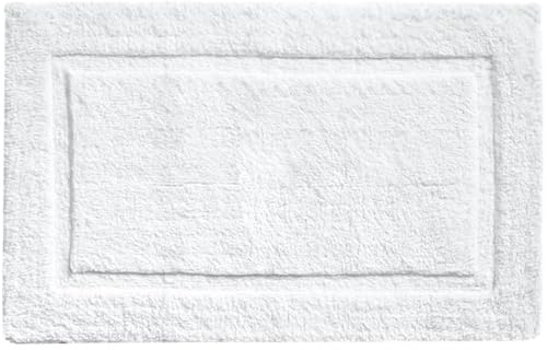 voyzz home Cotton Bathroom Bath Mat Rug White 20" x 32 Extra Soft, Non-Slip, Super Water Absorbent and Machine Washable for Bathroom, Floor, Tub & Shower - color: Plain White Single