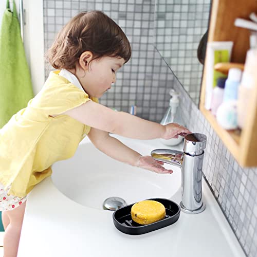 2Pcs/Set Bathroom Soap Dishes, Not Plastic！White Soap Dishes for Bar Soap, Bamboo Soap Dishes Holder for Bathroom Shower, Bathroom Sink Soap Dish (Black) - color: 2pcs Black2.0