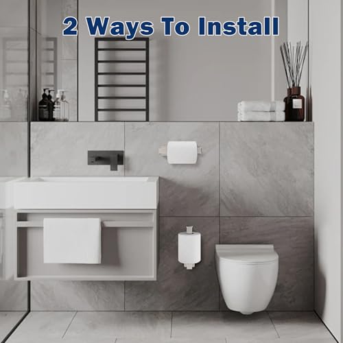 NearMoon Toilet Paper Holder Self Adhesive, Premium Thick SUS304 Stainless Steel Square Rustproof Toilet Roll Holder no Drilling for Bathroom, Kitchen, Washroom (Brushed Nickel) - color: Brushed Nickel
