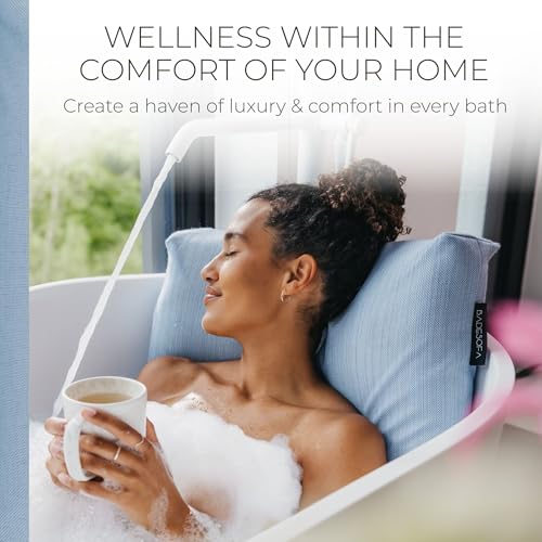BADESOFA® Luxury Bath Pillow Set 2-Piece – Large Back Pillow & Foot Pillow for Tub – Spa-Grade Comfort for Head, Neck, Back & Feet – Quick Drying Bathtub Cushion Set in Blue - color: Blue, size: Large (2-Piece Set)