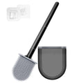 Mini RV Silicone Toilet Brush with TPR Bristles & ABS Detachable Handle Set, Flexible 360°Deep Cleaners Brushes, Wall-Mounted Design for Space-Saving RV Bathrooms Toilet Bowl Brush (Black)
