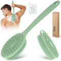 Silicone Back & Body Scrubber Set 2PCS, 13.4'' Gentle Exfoliating Back Scrubber with Dual-Side Head and Non-Slip Handle, Hygienic Silicone Loofah with Soft Bristles and Massage Dots(Green-2PC) - color: Green*2