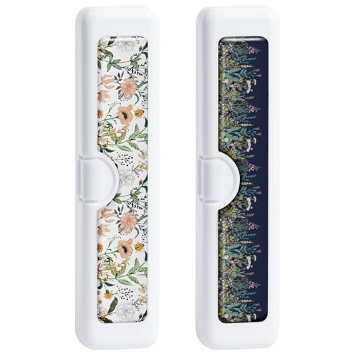 2 Pcs Toothbrush Travel Case - Colorful Pattern, Holder and Covers for Toothbrushes, Includes Tongue Scraper Case - color: 2PCS - 4, size: Small