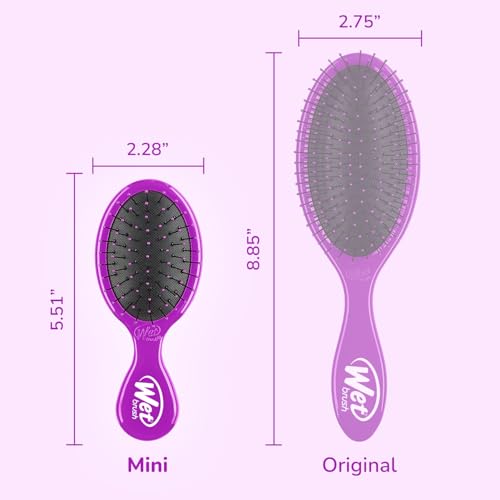 Wet Brush Mini Detangler Hair Brush, Pink - Detangling Travel Hair Brush - Ultra-Soft IntelliFlex Bristles Glide Through Tangles with Ease - Pain-Free - All Hair Types - color: Purple, size: 1 Count (Pack of 1)