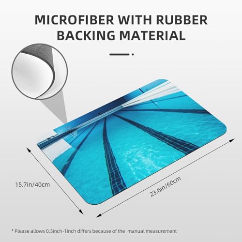 Stone Bath Mats for Bathroom Diatomaceous Earth Bath Mat Super Absorbent Floor Mat Blue Swimming Pool Stone Drying Mats Quick Drying Diatomite Shower Mat for Bathtub Pad 15.7x23.6in - color: Blue Swimming Pool