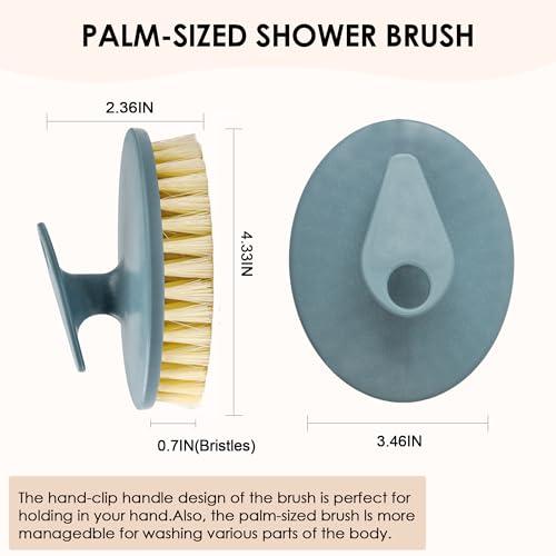 INNERNEED Food-Grade Soft Silicone Body Scrubber Shower Brush Handheld Cleansing Skin Brush, with PP Shower Brush for Exfoliating, Cellulite Treatment - color: (Set)pp Blue+silicone Black