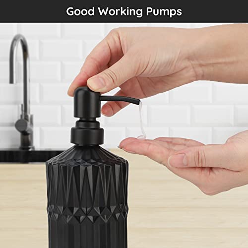 Segbeauty Black Soap Dispenser, 2pcs 15.2oz Glass Pump Bottles with Labels for Farmhouse Decor, 450ml Empty Refillable Kitchen Soap Dispenser Set Bathroom Accessories for Western Modern Home Decor - color: Black, size: 15.2oz/450ml