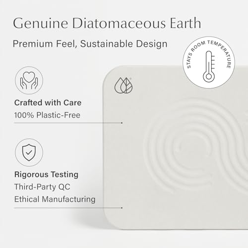 Dorai Home Stone Bath Mat Set - Premium Diatomaceous Earth Bath Floor Mats with Non-Slip Base, Fast-Drying Modern Shower Mat for Bathroom | Zen Sandstone, 2 Pack - 23.6"x15.4" - color: Zen Sandstone, size: 2 Pack