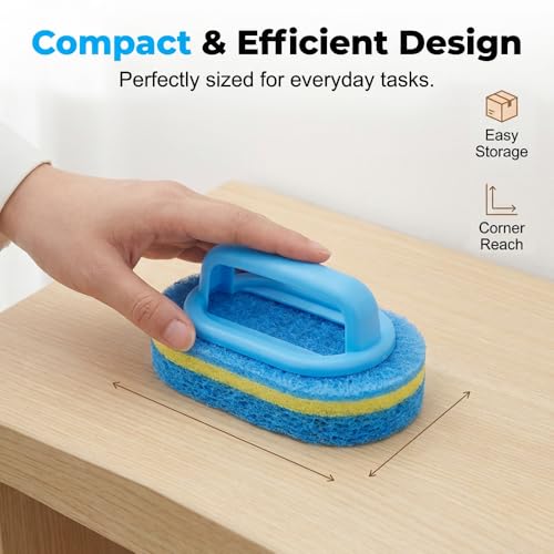 Handled Bathtub Scrubber, Kitchen Bathtub Toilet Cleaner All Purpose Shower Sponge Scrubbing Brush, for Clean Sinks, Shower Stalls, Tiles, Range Hoods, and Pool Steps (3pcs) - color: 3pcs