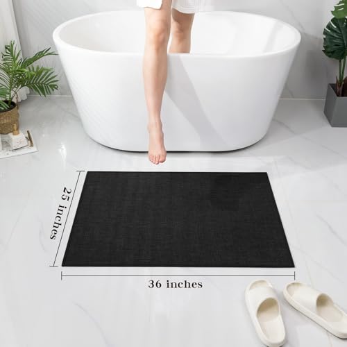 chakme Bathroom Rugs Mat 36x25, Ultra Thin Non Slip Bath Mat Large Quick Dry Absorbent Bath Mat for Bathroom Floor, (Black, 36"x25") - color: Black, size: 2' x 3' (Rectangular)