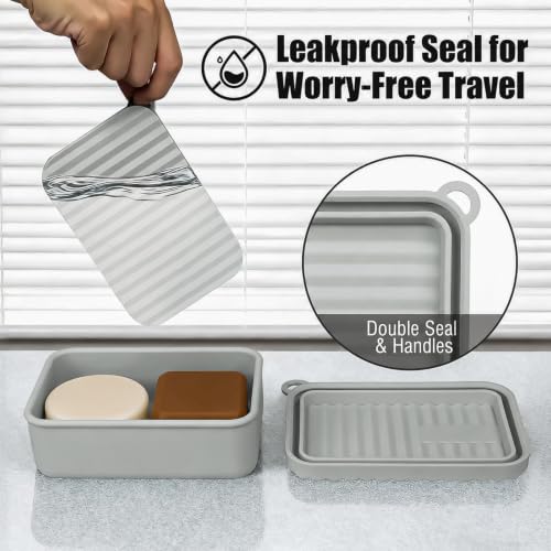 AIDIMMING Extra Large Leak Proof Travel Soap Dish – Large Capacity, Durable, Impact-Resistant, Stain-Resistant, for Extended Trips, Camping, Outdoor Adventures or Truck Drivers (Deep Gray) - color: Deep Gray