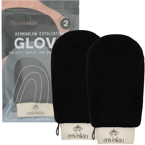 Dermaglow Deep Exfoliating Gloves- (Pack of 2, Black) - color: Black, size: 1 Count (Pack of 2)
