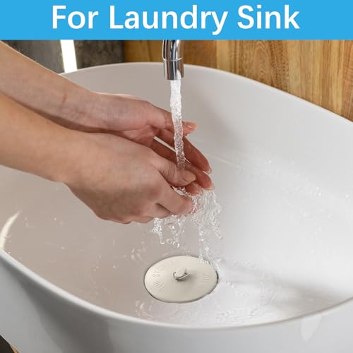 2 Packs Tub Stopper, Bathtub Stoppers with 15" Stainless Steel Beaded Chain, Rubber Drain Plug Suitable for 1.5" to 2" Bathroom, Kitchen, Laundry Sink