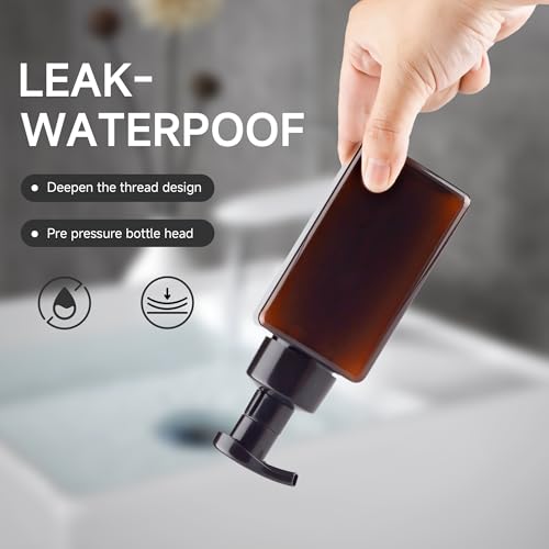 15OZ Foaming Soap Dispenser, 2-Pack Plastic Hand Soap Dispenser, Refillable Leakproof Foam Pump Bottle with Waterproof Labels, for Shampoo, Body Wash - color: Brown, size: 450ML