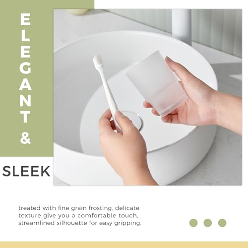 Tumbler Glass, Frosted Bathroom Rinsing Cup, Replacement Tumbler for Aomasi Toothbrush Holder - color: Frosted White