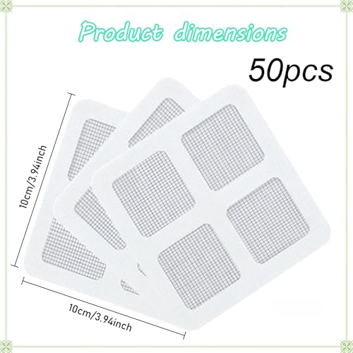 50 Pack Disposable Shower Drain Hair Catcher, Peel-Stick Mesh Covers, 4 in | Fiberglass Mesh Traps Hair, Pet Fur and Debris; Waterproof Adhesive Fits Flat Tub, Sink, Shower and Laundry Drains - size: 50pcs