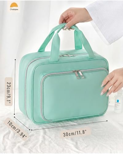 Travel Hanging Toiletry Bag for Women - Waterproof Cosmetic Organizer with Clear Window, Lightweight Bathroom Bags for Essentials, Makeup, Shampoo, Toiletries Green,Large - color: Green, size: L (11.8x9x4inch)