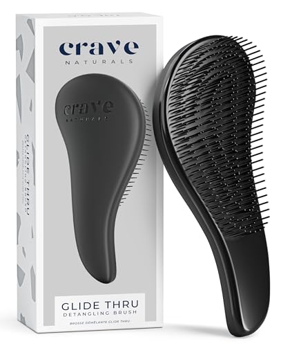 Crave Naturals Glide Thru Detangling Brush, Detangler Brush for Curly, Straight, Wet and Dry Hair Comb for Adults and Kids, Hair Accessories for Women, Black - color: Black, size: 1 Pack (Regular)