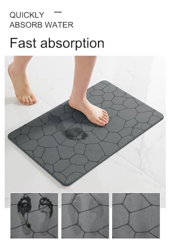 Xirus Stone Bath Mat – Diatomaceous Earth Bathroom Mat – Quick Dry Bath Mat – Highly Absorbent Diatomite Stone Bath Mat – Non-Slip Bath Mat for Bathroom, Shower, Kitchen Counter, Pet Areas,