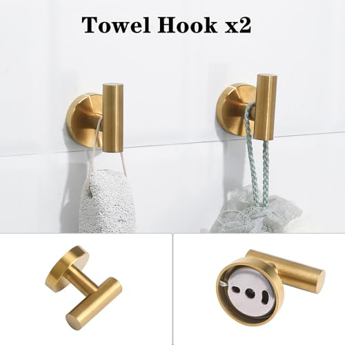 Brushed Gold Bathroom Hardware Accessories Set 5 Piece, Stainless Steel Bath Towel Bar Set 24 Inch,Toilet Paper Holder,Towel Ring Holder,Towel Rack Set,Gold Bathroom Accessories Kit - color: Brushed Gold