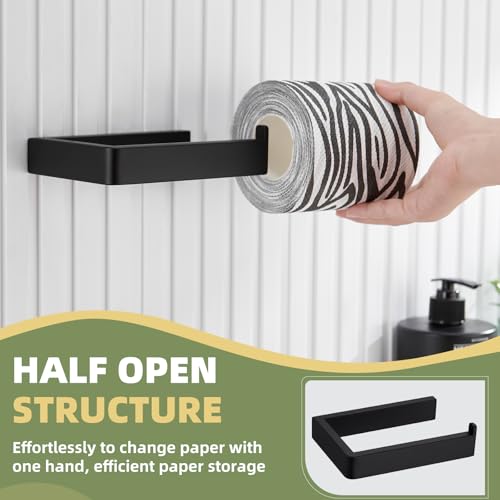 APLusee Matte Black Toilet Paper Holder, 304 Stainless Steel Tissue Hanger, Wall Mounted - color: Matte Black