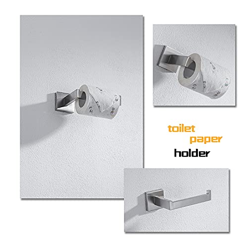 4-Piece Bathroom Hardware Set, Towel Rack Towel Bar Towel Holder Toilet Paper Holder Towel Hooks Modern Square Premium Stainless Steel Brushed Nickel Wall Mounted Bathroom Accessories Set (16inch) - color: Brushed Nickel Standard-mount, size: 16inch