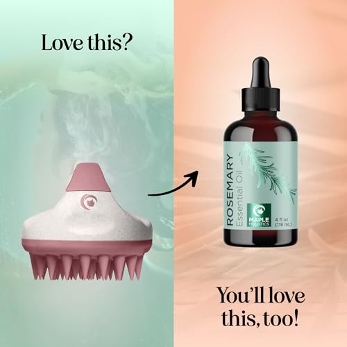 Hair Shampoo Brush and Scalp Exfoliator - Soft Silicone Scalp Massager Hair Growth Stimulator for Wet or Dry Hair - In Shower Scalp Scrubber for Dandruff Removal Made with Recycled Wheat Straw - Pink - color: Pink