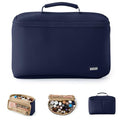 KUSSHI Neoprene Train Case Makeup Bag - Washable Makeup Travel Bag & Vanity Case for Stress Free Travel (Large, Navy/Khaki) - color: Navy/Khaki, size: Large