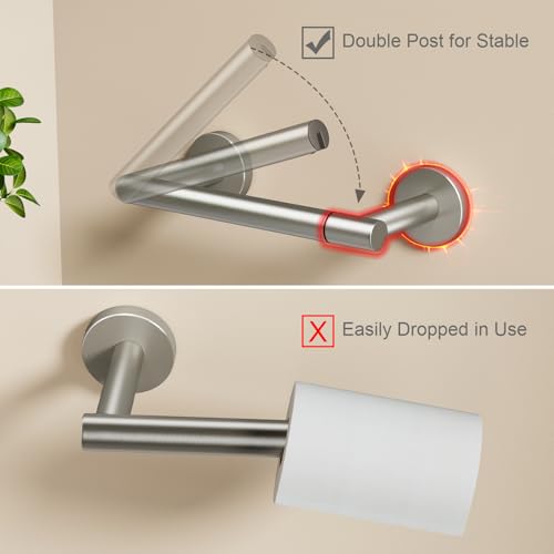 POKIM Brushed Nickel Toilet Paper Holder, Stainless Steel Double Post Pivoting Wall Mount Holder, Fits Mega Large/Jumbo Rolls, Commercial Bathroom Tissue Dispenser for Home & Commercial Use - color: Brushed Nickel, size: Classic