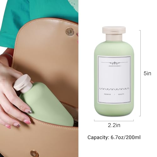 6.8oz Travel Bottles for Toiletries, Empty Plastic Squeeze Bottles with Flip Cap, Lotion Container for Toiletries Travel Size Shampoo and Conditioner (3 pack Green) - color: Green, size: 6.8 oz