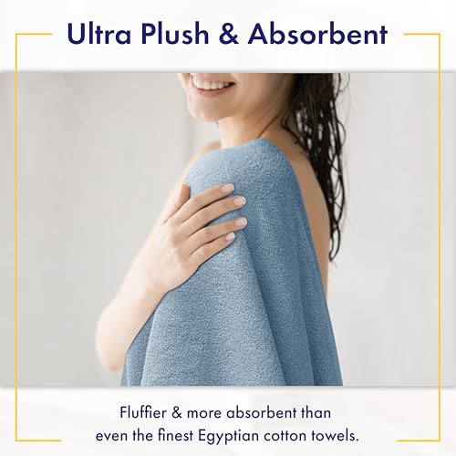 Alusa Home 100% Organic Zero-Twist Cotton Towels - GOTS Certified Luxury Bath Towels - Ultra Soft & Plush 700GSM Long-Staple Cotton - 6 Piece Towel Set (Chambray) - color: Chambray, size: 6pc Towel Set