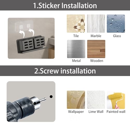Aluminum Toothbrush Holder， Wall-Mounted，Bathroom Rack，4 Slot，Grey | Bracket Shower Toothbrush Razor Holder Suitable for Toothbrush, Toothpaste, Razor and Comb etc Bathroom Storage - size: Gray four slots
