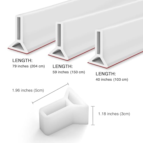 Silicone Wet Room Bathroom Floor Seal Screen Door Seal Strip Shower Dam Prevents Overflow of Water | Waterproof Self-Adhesive and Bendable Waterproof Strip for Wet and Dry Separation (40 inch) - size: 40 Inch