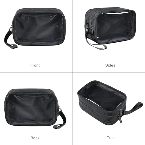 Clear Makeup Bag for Women, Double Zipper Travel Toiletry Cosmetic Bags, Portable Make up Bag Organizer Case Travel Essentials, Black - color: Black 166