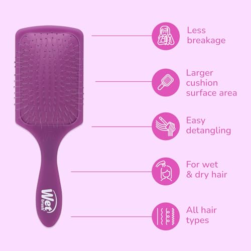 Wet Brush Paddle Detangler Hair Brush, Purple Frost - Ultra-Soft IntelliFlex Detangling Bristles with AquaVent Design - Spread Hair Treatments Evenly - Glides Through Tangles For All Hair Types - color: Purple Frost, size: 1 Count (Pack of 1)