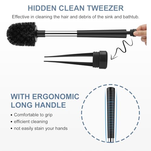 SetSail Toilet Brush and Holder 3 Pack, Self Closing Lid Toilet Bowl Brushes Holder Extra Long Handle Ventilated Toilet Brush Set for Bathroom Cleaning, Nylon Bristles, Black - color: Black, size: 3 packs