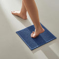 TYUU Small Bathroom Rugs Non Slip Washable Bath Rugs Super Absorbent Bathroom Rug Thin Quick Dry Low Pile Bath Mats, Navy Blue 12"x12" - color: Navy Blue, size: 1' X 1' (Rectangular)