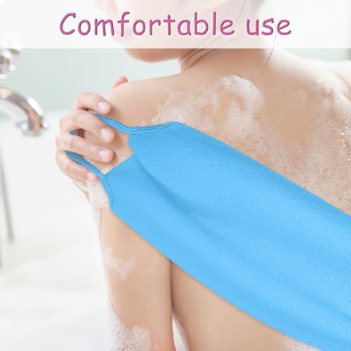 2 Pcs Back Washer for Shower,Exfoliating Back Scrubber with Handles Backs Wash Cloth Stretchable Backs Scrubber for Shower for Women(Blue,Purple) - color: Pink,green