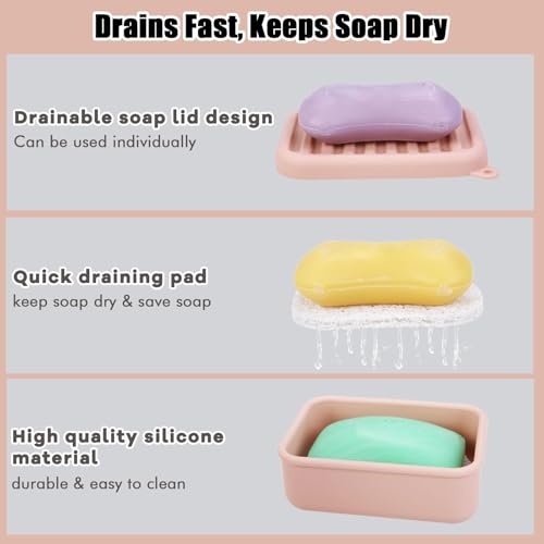 Silicone Travel Soap Case, Leak-Proof Soap Container with Pad, Peach Pink | Silicone Soap Holder, Travel Soap Case, Leak-Proof Soap Box, Removable Drain Tray, Portable Soap Container, Gym & Camping Use - color: Peach Pink